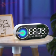 [READY STOCK] USB LED Mirror Speaker, Wireless Bluetooth 5.0 Quiet Digital Alarm Clock Radio, Sound Box Subwoofer RGB TWS LED Display Mirror Clock Speaker Music Player