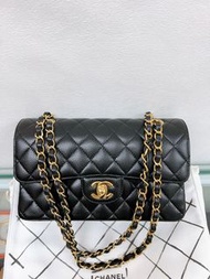 (Sold) 99新閒置✨黑金牛晶片 Chanel CF 23 small classic flap caviar 荔枝牛皮