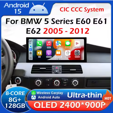 for BMW 5 Series E60 E61 E62 2005 2006 2007 - 2012 CCC CIC System Android 15 Car Video Audio Player 