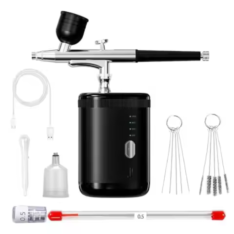 Handheld Rechargeable Cordless Airbrush Kit with 0.3mm and 0.5mm Nozzles for Nails Art Model Paintin