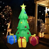 [AWHAO] 7 FT Inflatable Christmas Tree Polyester Lawn Prop with 3 Gift Boxes LED Light Up Outdoor De