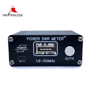 New 1.6-50MHz PWR SWR Meter POWER SWR METER 0.5-150W SWR Power Watt Meter Built-in Battery OLED Disp