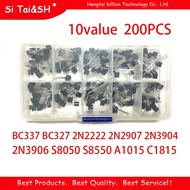 10value 200PCS BC337 BC327 2N2222 2N2907 2N3904 2N3906 S8050 S8550 A1015 C1815 Transistor Assortment