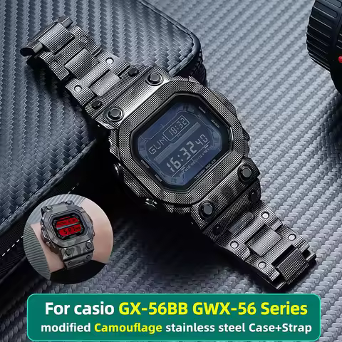 GX56 Camouflage Metal Case & Strap mod kit For Casio G-shock GX-56BB GXW-56 Replacement Stainless St