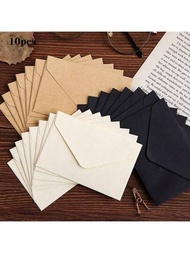 10入組復古風格方形小信封,由新鮮牛皮紙製成,適合存放卡片,ins風格的情書