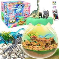 ADLKGG Dinosaur Terrarium Kit for Kids - DIY Dinosaur Toys for Boys Ages 4-8, Make Your Own Night Light Arts and Crafts Kit for Kids, Dinosaur Birthday for Boys Ages 8-12