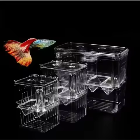 1PC Clear Durable Aquarium Breeding Isolation Tank, Ornamental Fish Guppy Fry Protection Breeding Bo