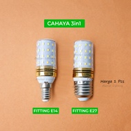 CAHAYA 5w led bulb 3 color light 3in1 fitting e14 & e27 corner decorative hanging candel