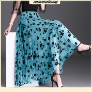 raya2023  Retro Pleated Skirt labuh muslimah kain kembang Office Wear Long Skirt Big Size A Line Max