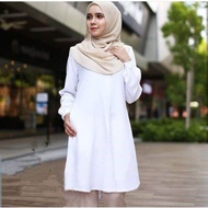 Tunik Dress Wanita Dewasa Lengan Panjang Warna Putih Cantik Terbaru 2022 Baju Atasan Tunik Modern Ca