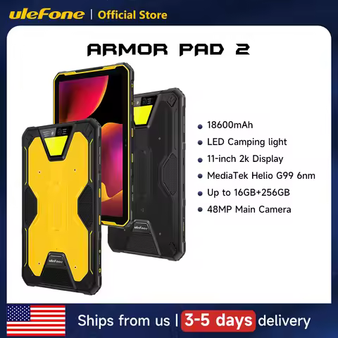 Ulefone Armor Pad 2 Rugged Tablet, 11" 2K, 18600 mAh ,IP68/IP69K Android 13 NFC GPS 4G Tablet Up to1