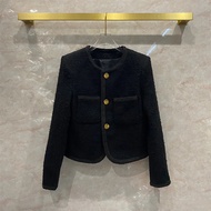 เสื้อโค้ทสไตล์ชาแนลผ้าทวีดสีดำ celin แบบเดียวกันกับดารา Yang Mi เสื้อโค้ทผ้าวูลแบบสั้นแบบเดียวกันกับ