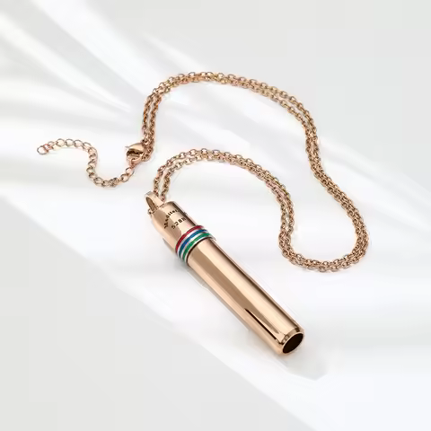 528 Hertz Stainless Steel Mindfulness Breathing Pendants Relieves Stress Yoga Exercise Whistle Neckl
