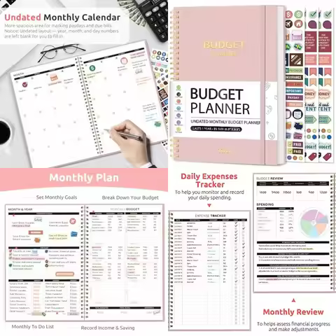 Budget Planner - Monthly Budget Book with Expense Tracker Notebook, Undated Bill Organizer Finance P
