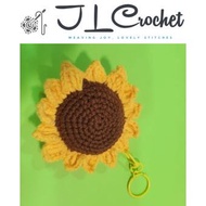 Brand New Handcraft JL 9cm Orange Sunflower Crochet Key Chain