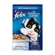 (Bundle of 12) Purina Felix Cat Wet Food Pouch in Jelly 85g