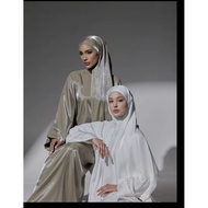 Dress abaya kaftan shimmer silk oufit bukber lebaran 2025