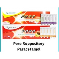 (5 supp) Poro Paracetamol Suppository 125mg/250mg untuk demam