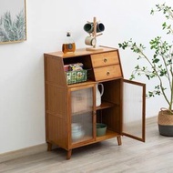 台灣熱銷 - 《楠竹簡約北歐風餐邊櫃》—咖啡色-雙門款