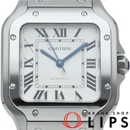 卡地亞 Santos de Cartier MM 腕錶 WSSA0029，附原廠錶盒、保固卡、錶帶和扣環。不鏽鋼男士腕錶，銀色錶殼。成色極佳。 [全新未使用]