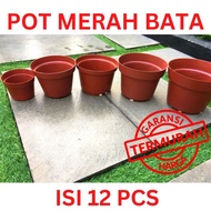 LUSINAN Pot bunga /Pot Plastik / Pot Tanaman warna Merah Bata uk