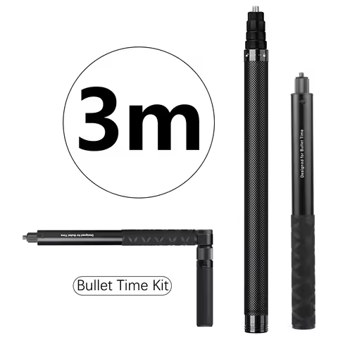 1.2m 3m Carbon Fiber Invisible Selfie Stick Bullet Time Rotating Handle Tripod for GoPro Max2 Insta3