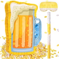 Sratte Beer Pinata with Stick and Blindfold Confetti Beer Glass Pinata Cheers to Beers Mug Pinata Ha