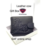 Rush Rider Cow Leather Wallet Men Button Closure Short Wallet Dompet Kulit Lelaki Beg Duit