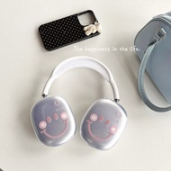 Cute Pink smiling face Protective Cover For Airpods Max Earphone Case Transparent Soft Silicon For Apple Airpods Max Headphone