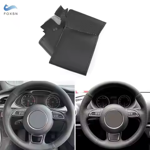 Steering Wheel Cover For Audi A1 8X A3 8V A4 B8 Avant A5 8T A6 C7 A7 G8 A8 D4 Q3 8U Q5 8R Black Perf