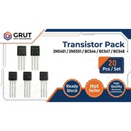 TRANSISTOR PACK 20PCS | 2N5401 2N5551 BC546 BC547 BC548 | NPN PNP TRANSISTOR ELECTRONIC COMPONENT DI