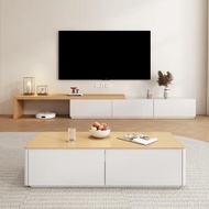 Carpenter - 簡約電視櫃茶幾組合客廳牆櫃現代簡約實木電視機櫃帶櫃桶可伸縮儲物地櫃W120CM（單個電視櫃）