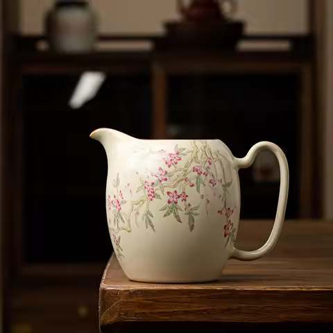 250ml Ru Kiln Beige Peach Blossom Branch Fair Cup Ceramic Household High-end Large Capacity Tea Sea 