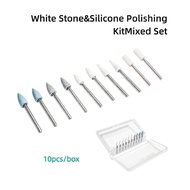 10pcs/Box Dental White Stone Silicone Polishing FG1.6mm Cone/Flame/Cylinder Arkansas Stone FL2 CN1 F