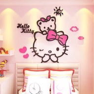 【SA wallpaper】 Hello Kitty 3D Cartoon Acrylic Mirror DIY Wall Sticker Home Decor