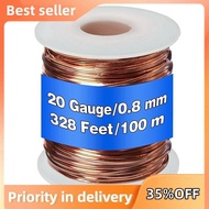 99.9% Dead Soft Copper Wire, 20 Gauge/ 0.8 mm Diameter, 328 Feet/ 100 M, 1 Pound Spool Pure Copper W
