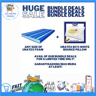 [ PROMO ITEMS] [ BUNDLE PROMO] URATEX Foam Mattress With Cover 4 INCHES Thick Single Double Queen Size COD &amp; URATEX BOUNCE PILLOW FIBERFILL/zzZz