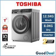 Toshiba TWD-BM135GF4M(SK) 12.5KG/8KG 2 In 1 Washer Dryer Inverter Washing Machine Mesin Basuh