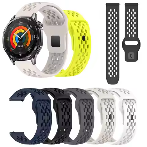 18 20 22mm Silicone Strap For Huawei Watch GT 2 2e 3 4 5 Pro GT3SE Buds Watch 3 4 Pro Breathable Wat