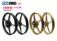 Enkei Sport Rim Y15ZR, FG510 PNP Siap Bearing Dan Bush (1.4/1.6 x 17)  For Yamaha Y15 , GOLD AND BLACK.
