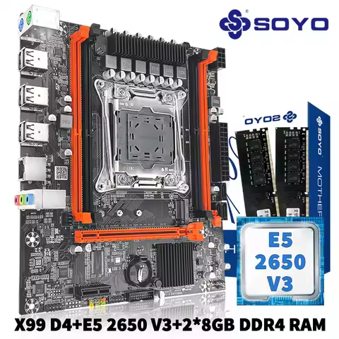 SOYO X99 Motherboard Set with Intel Xeon E5 2650 V3 CPU & Dual-channel DDR4 8Gx2 2133MHz ECC RAM for