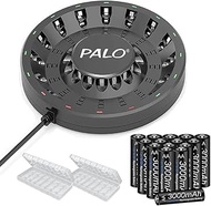 Palowextra 16 Packs 1.2V AA 3000mah NiMH Rechargeable Batteries with 16 Bay Fast Rechargeable AA and