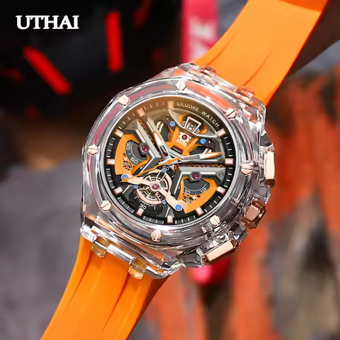 UTHAI CQ247 Men's Watch Personalized Transparent Case Watch Night Glow Leisure Fashion Sports Waterp