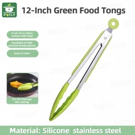 Silicone Food Tongs Food Grade Barbeque Clamp Cooking Tong 12-inch Green Food Clip Tong