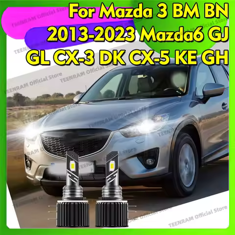 2Pcs H15 LED High Beam Car Headlights with DRL Daytime Lamps 30000LM For Mazda 3 BM BN 2013-2023 Maz