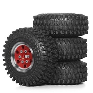 【VVL】-4pcs 55mm 1.0inch Metal Beadlock Wheel Tire for 1/18 1/24 RC Crawler Car TRX4M SCX24 Upgrade P