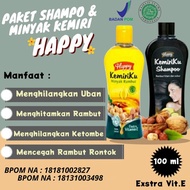 SHAMPO Happy Kemiri DAN MINYAK RAMBUT PENUMBUH RAMBUT/PENGHILANG UBAN