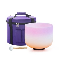 Hye-eun 8inch 440hz/432hz Pink Crystal Singing Bowl Meditation Musical Instruments Spiritual Mindful