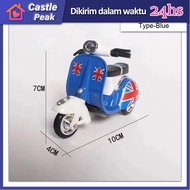 Mainan Sepeda Motor Vespa Diecast Mini Bike Roda Tiga Bisa Untuk Hadiah Kado Anak  Produk Terkini Bonus Helm