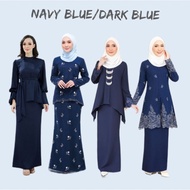 BAJU KURUNG NAVY BLUE BAJU KURUNG MODEN BAJU KURUNG DARK BLUE BAJU KURUNG BIRU GELAP